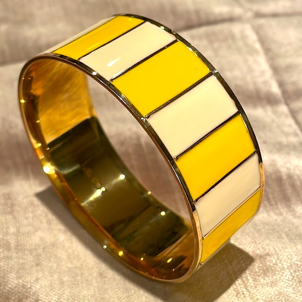 J. CREW Yellow & White Enamel Gold Bangle Bracelet